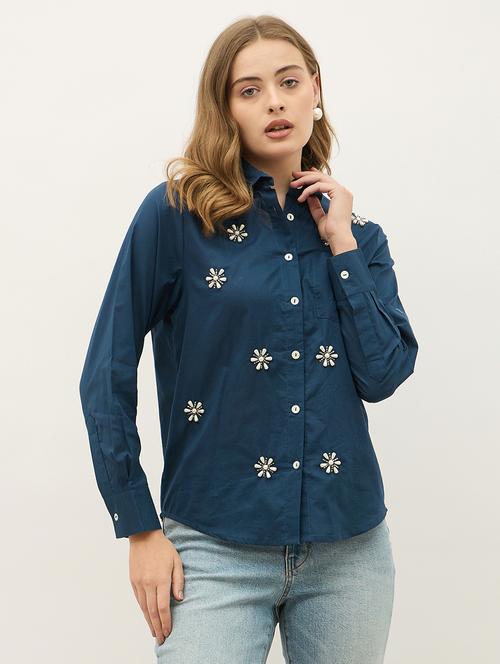 women embellished collared long sleeve shirt - 22220052 - Very Small Image - 1