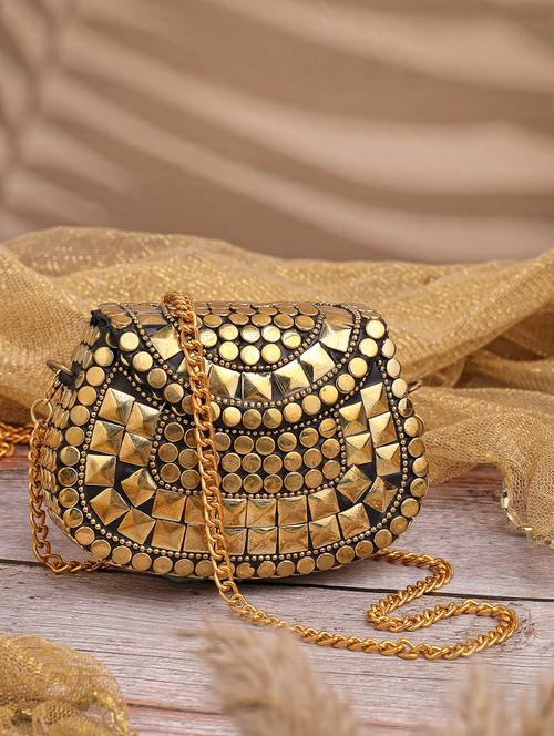 gold embellished metal box clutch - 22220149 - Very Small Image - 1