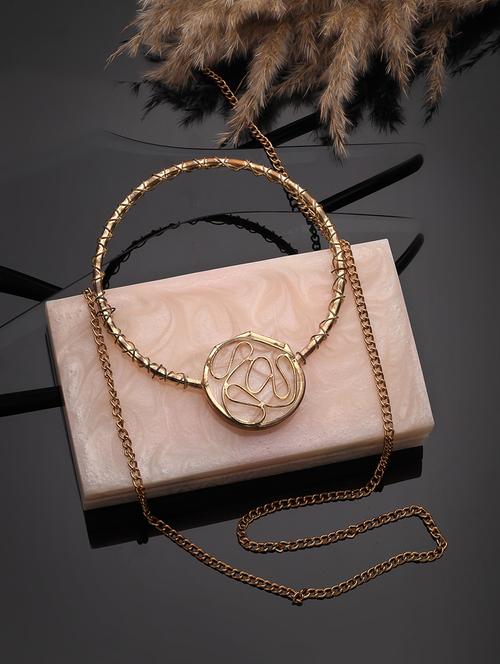Cream Textured Box Clutch With Detachable Strap - 22220162 - Very Small Image - 1