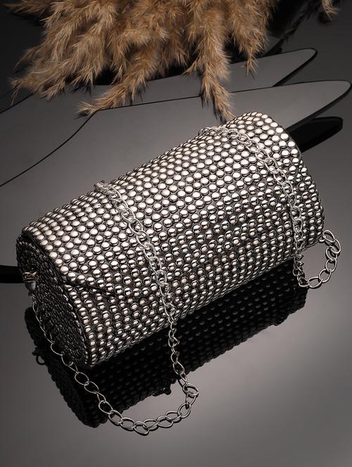 Embellished Cylindrical Clutch With Sling Strap - 22220169 - Very Small Image - 1