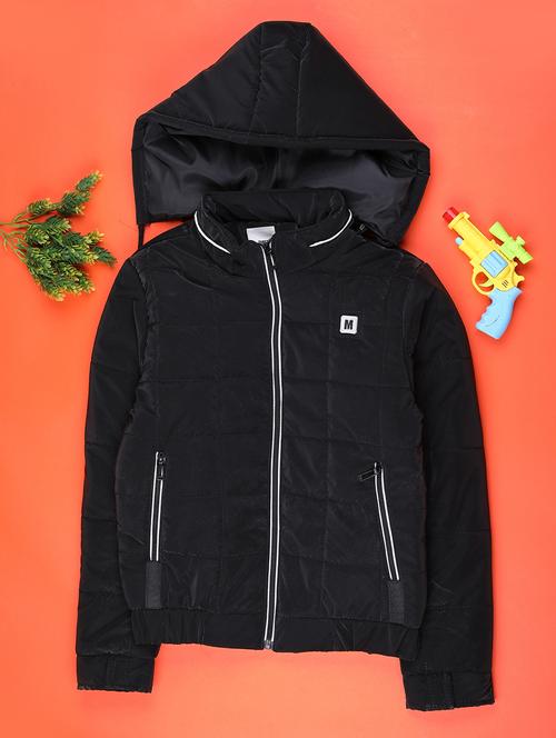 boys solid long sleeve hooded quilted jacket - 22220254 - Very Small Image - 1