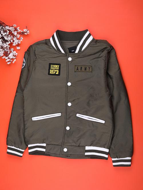boys solid long sleeve varsity jacket - 22220255 - Very Small Image - 1