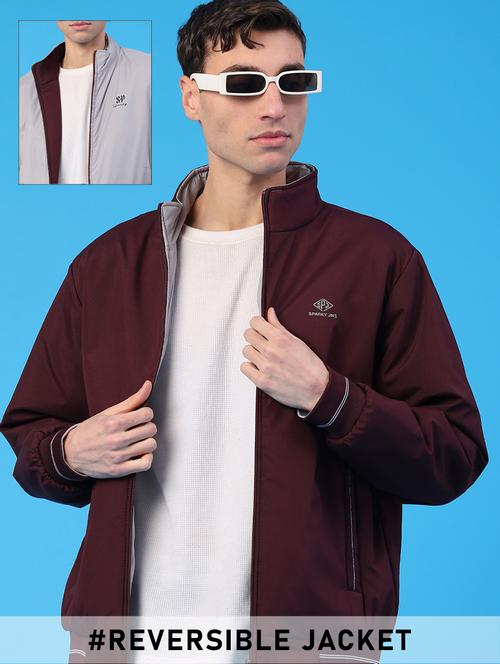 men solid long sleeve reversible bomber jacket - 22223142 - Very Small Image - 1