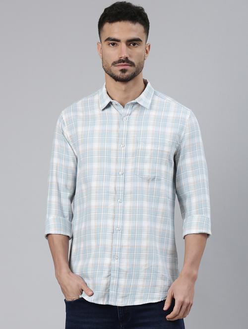 men checkered long sleeve slim fit casual shirt - 22223389 - Very Small Image - 1