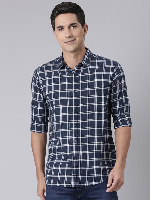 men checkered long sleeve slim fit casual shirt - 22223393 - Very Small Image - 1