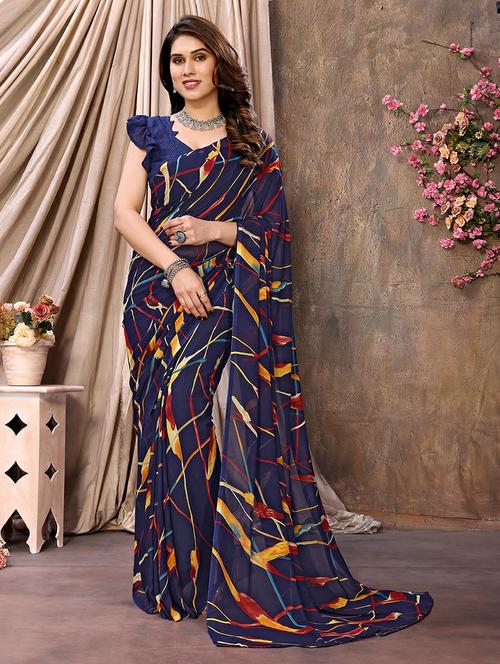 women printed casual wear saree with blouse - 22223537 - Very Small Image - 1