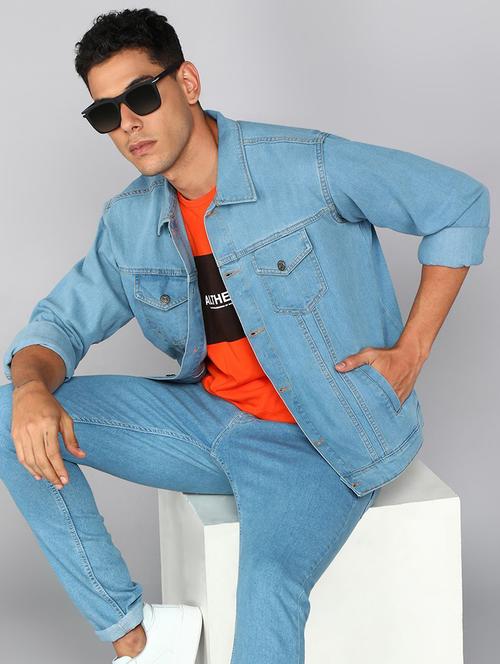men solid long sleeve denim casual jacket - 22223659 - Very Small Image - 1