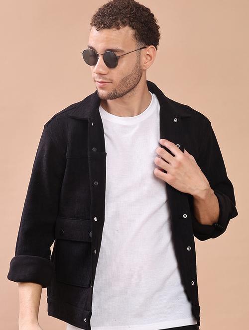 men self design long sleeve regualr fit shacket - 22223668 - Very Small Image - 1