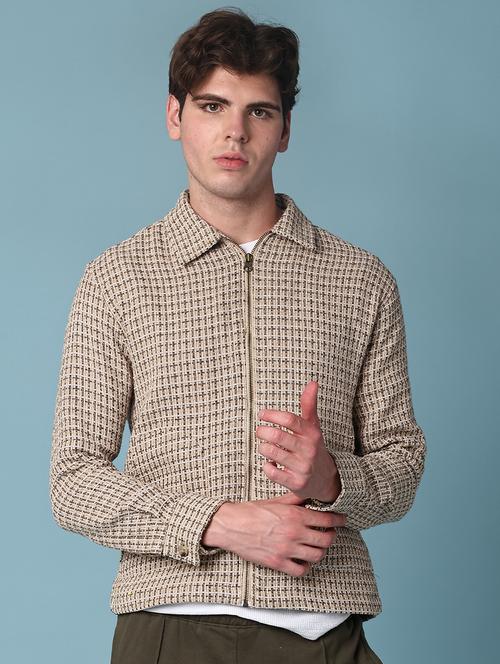 men self design long sleeve regular fit shacket - 22223673 - Very Small Image - 1