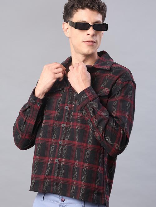 men checkered long sleeve regular fit shacket - 22223686 - Very Small Image - 1