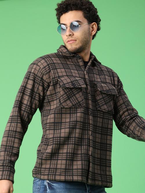 men checkered long sleeve regular fit shacket - 22223694 - Very Small Image - 1