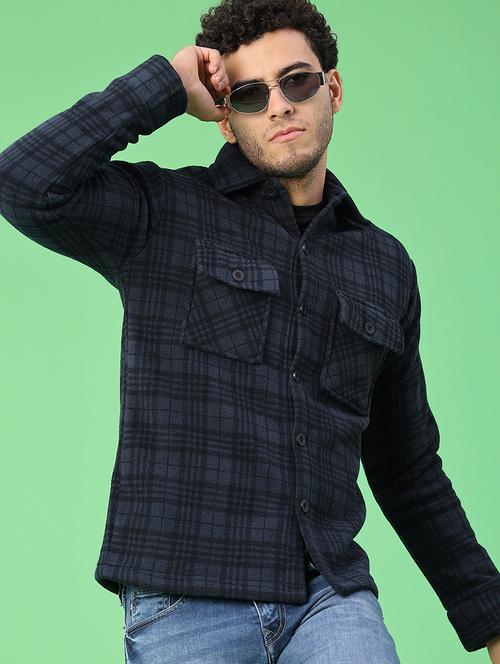 men checkered long sleeve regular fit shacket - 22223695 - Very Small Image - 1