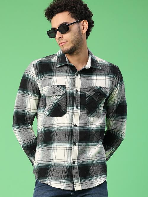 men checkered long sleeve regualr fit shacket - 22223697 - Very Small Image - 1