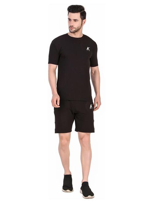 men solid short sleeve shorts & t-shirt co-ord set - 22224606 - Very Small Image - 1