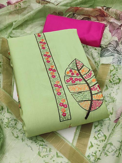 women solid with work embroidered unstitched suit set - 22224651 - Very Small Image - 1