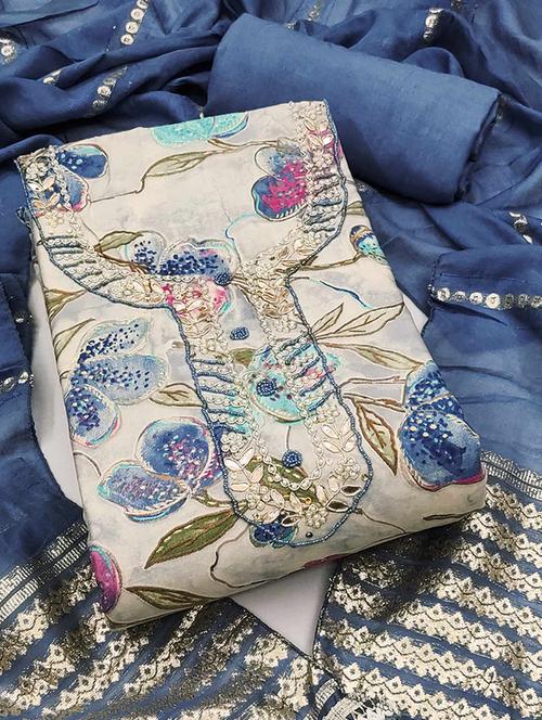 women floral embroidered unstitched suit set - 22224667 - Very Small Image - 1