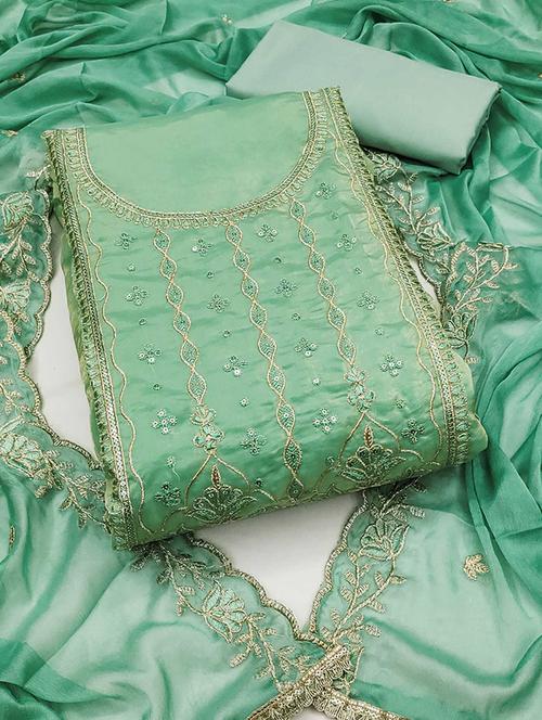 women solid with work embroidered unstitched suit set - 22224671 - Very Small Image - 1