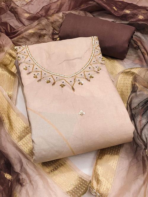 women floral embellished unstitched suit set - 22224675 - Very Small Image - 1