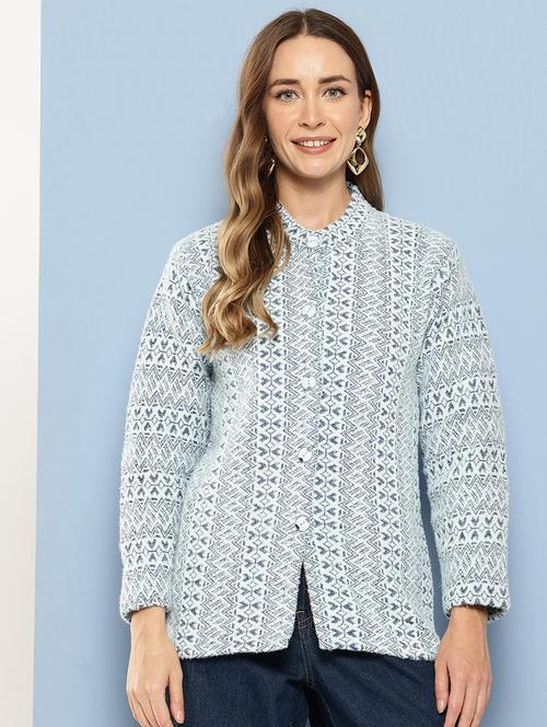 Women Self Designed Long Sleeve Cardigan - 22224749 - Very Small Image - 1