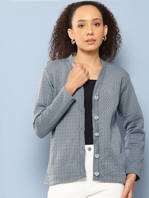 women self designed long sleeve cardigan - 22224760 - Very Small Image - 1