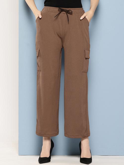 women solid mid rise regular fit cargo - 22224848 - Very Small Image - 1