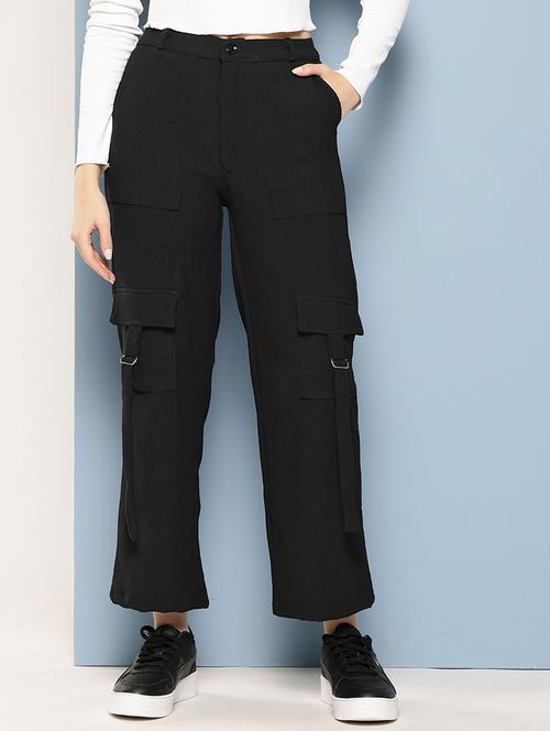 women solid mid rise regular fit cargo - 22224855 - Very Small Image - 1