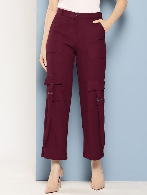 women solid mid rise regular fit cargo - 22224859 - Very Small Image - 1