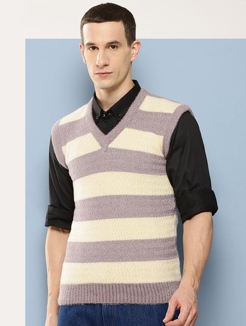 men striped sleeveless regular fit pullover  - 22225103 - Very Small Image - 1