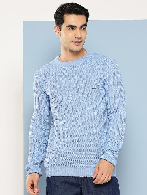 men self design long sleeve regular fit pullover  - 22225111 - Very Small Image - 1