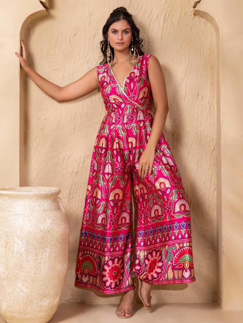 women printed sleeveless flared jumpsuit - 22225150 - Very Small Image - 1