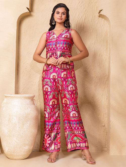 women printed sleeveless ethnic co-ord set - 22225159 - Very Small Image - 1
