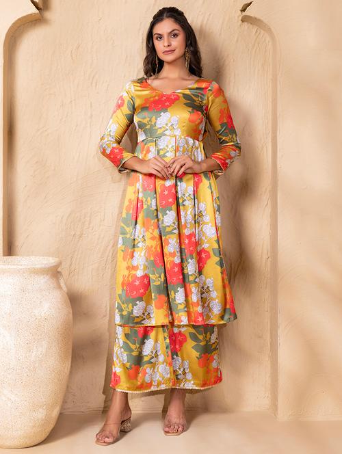 women printed three quarter sleeve ethnic co-ord set - 22225165 - Very Small Image - 1