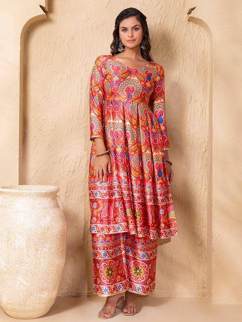 women printed three quarter sleeve ethnic co-ord set - 22225166 - Very Small Image - 1