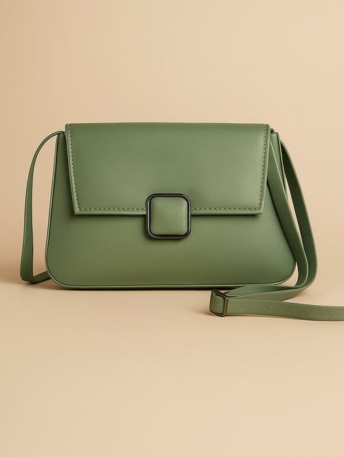 women's green sling bag with buckle closure - 22225238 - Very Small Image - 1