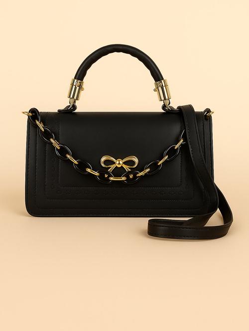 women solid structured pu sling bag - 22225261 - Very Small Image - 1