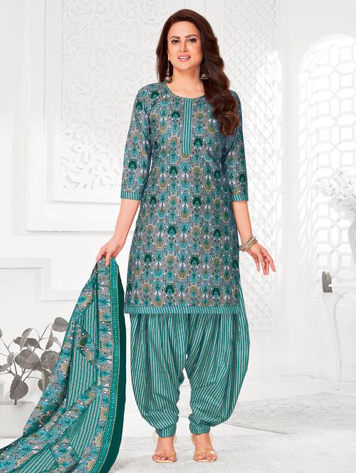 women printed unstitched salwar suit set - 22226356 - Very Small Image - 1