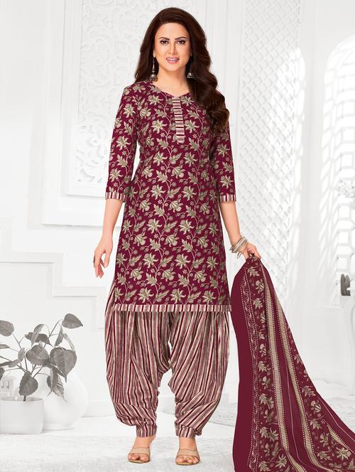 women floral printed unstitched salwar suit set - 22226366 - Very Small Image - 1