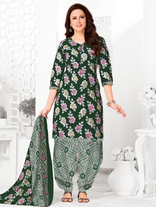 women floral printed unstitched salwar suit set - 22226368 - Very Small Image - 1