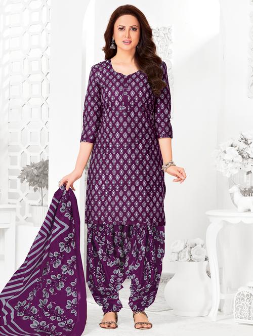 women printed unstitched salwar suit set - 22226370 - Very Small Image - 1