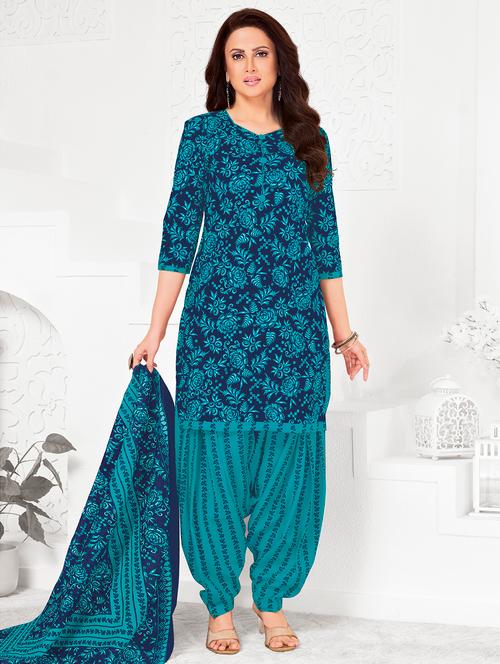 women printed unstitched salwar suit set - 22226377 - Very Small Image - 1