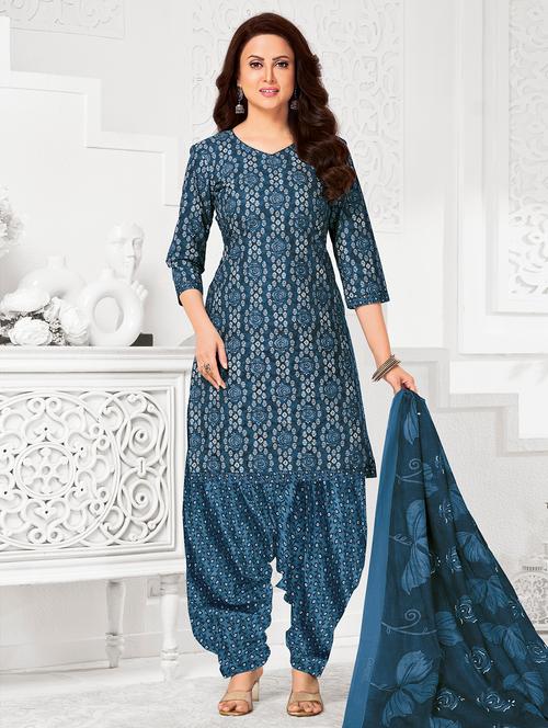women printed unstitched salwar suit set - 22226380 - Very Small Image - 1