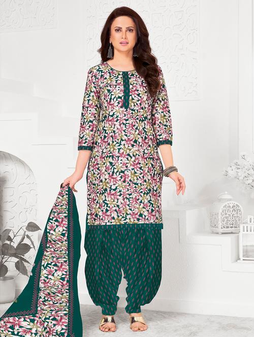 women floral printed unstitched salwar suit set - 22226381 - Very Small Image - 1