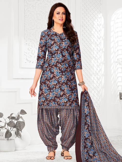 women floral printed unstitched salwar suit set - 22226396 - Very Small Image - 1
