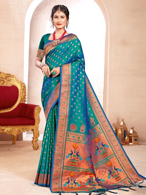 women self design paithani saree with blouse - 22227051 - Very Small Image - 1