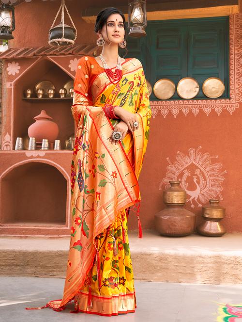 women self design paithani saree with blouse - 22227058 - Very Small Image - 1