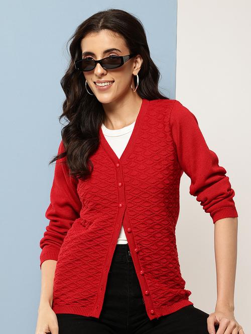 women self design long sleeve cardigan - 22227145 - Very Small Image - 1