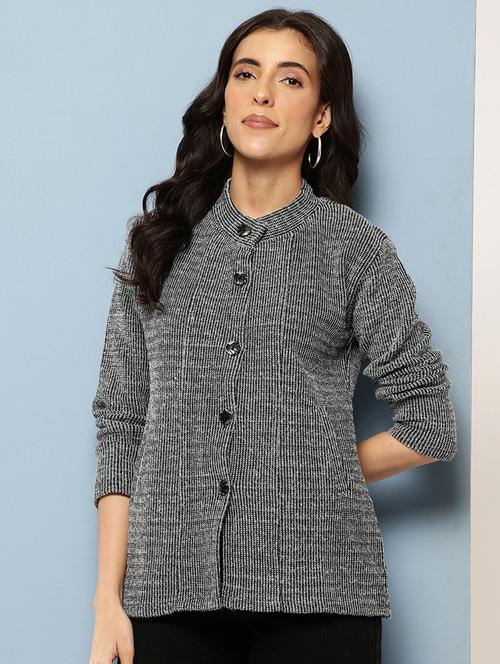 women self design long sleeve cardigan - 22227146 - Very Small Image - 1