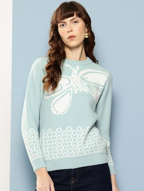 women self design long sleeve pullover - 22227151 - Very Small Image - 1