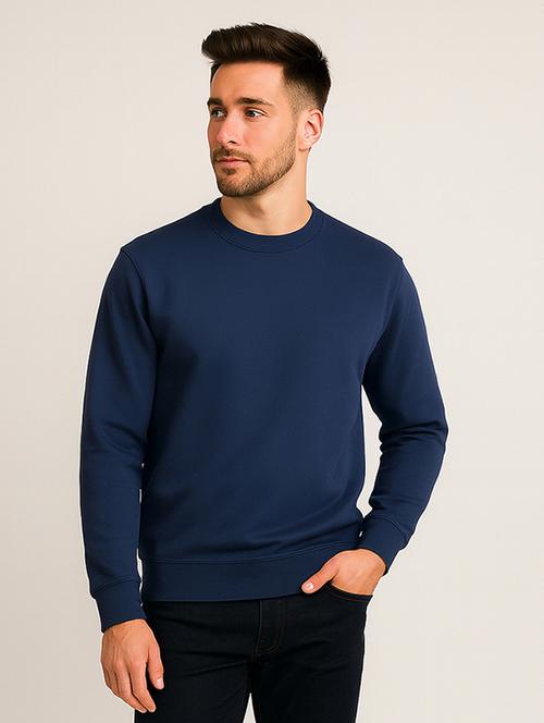 navy blue fleece plain sweatshirt - 22227218 - Very Small Image - 1