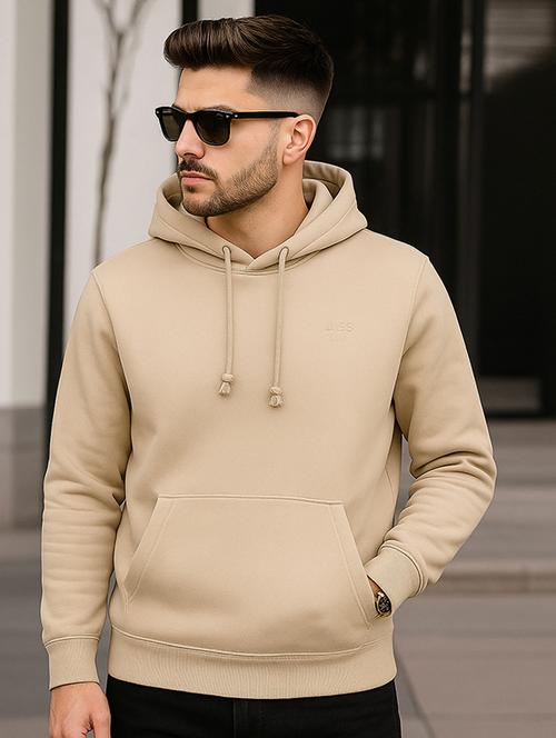 men solid long sleeve hooded sweatshirt - 22227239 - Very Small Image - 1